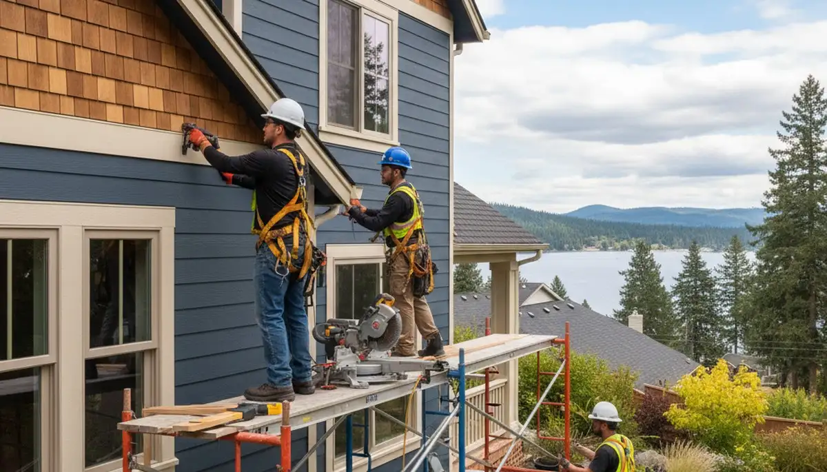 Vinyl siding installation by a Spokane, WA siding contractor for residential exterior improvement
