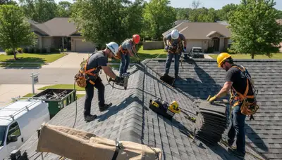 Spokane, WA roofing crew installing a weather-resistant roof for a local home